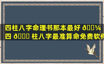 四柱八字命理书那本最好 🌼 「四 🐟 柱八字最准算命免费软件」